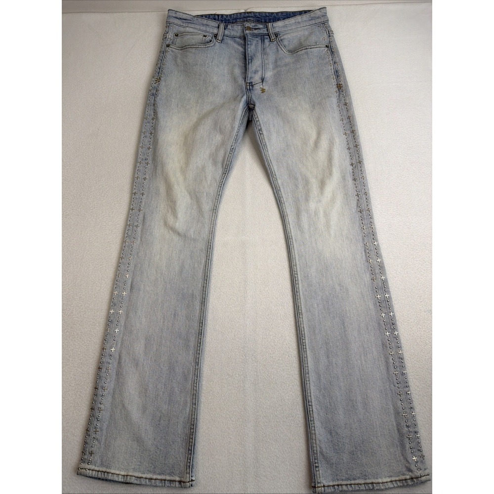 Ksubi Bronko Metalik Blue Slim Bootcut Denim Jeans Mens 31 Fits 32x33